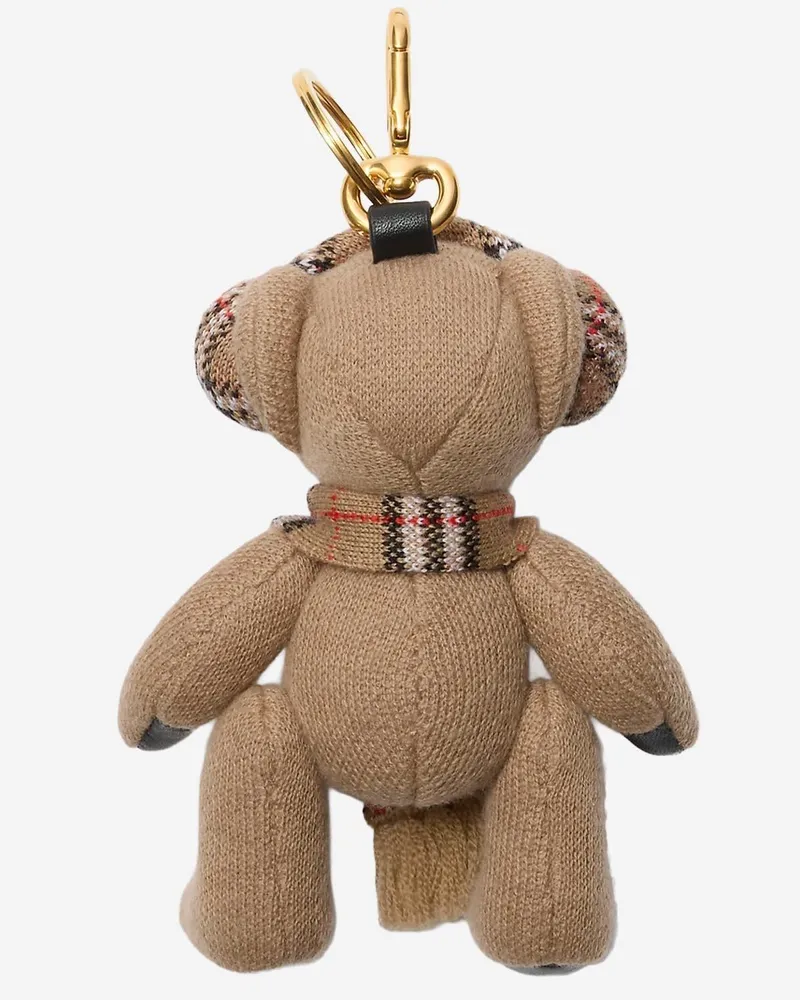 Burberry Women's Thomas Bear Charm Beige Wool Accessory Beige