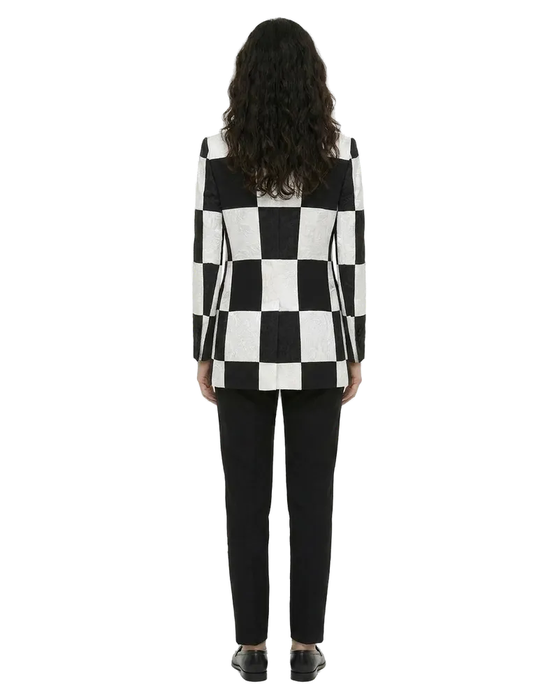 Dolce & Gabbana Color-Block Check Blazer — Black Black