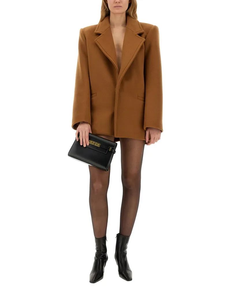 Saint Laurent 100% Wool Coat — Beige Beige