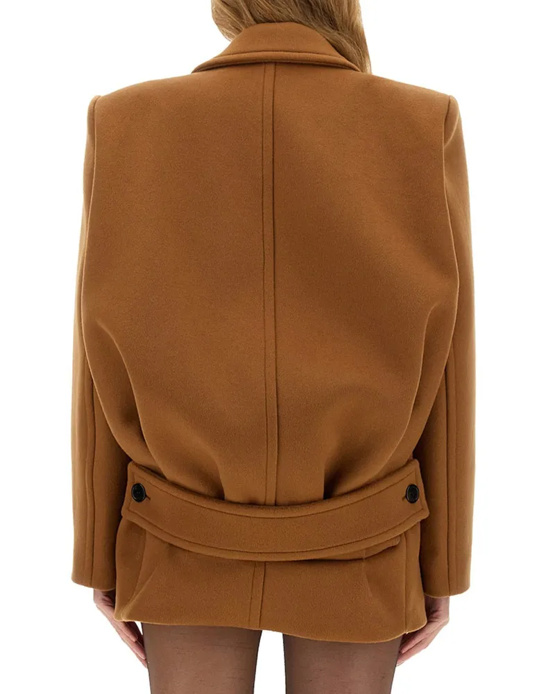 Saint Laurent 100% Wool Coat — Beige Beige