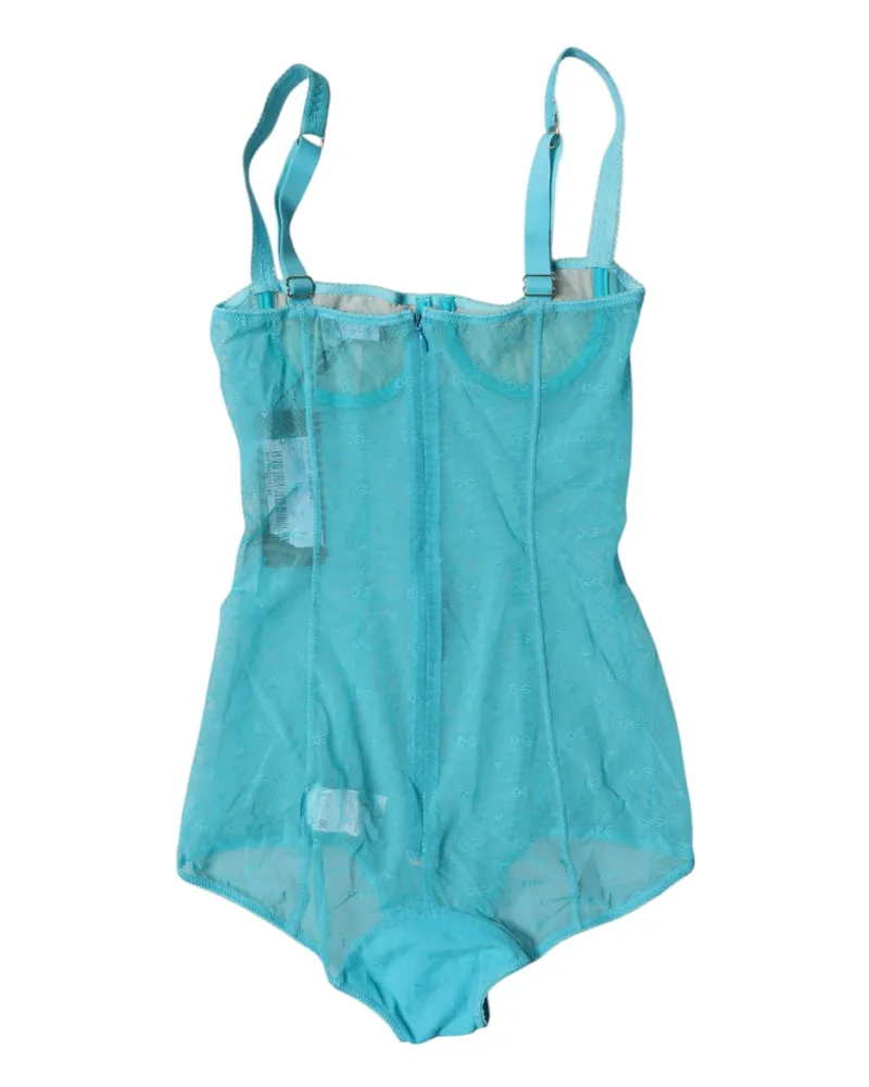 Dolce & Gabbana Women Blue Tulle Balconette Bra Bodysuit Underwear Nylon Elastane Clothing Blue