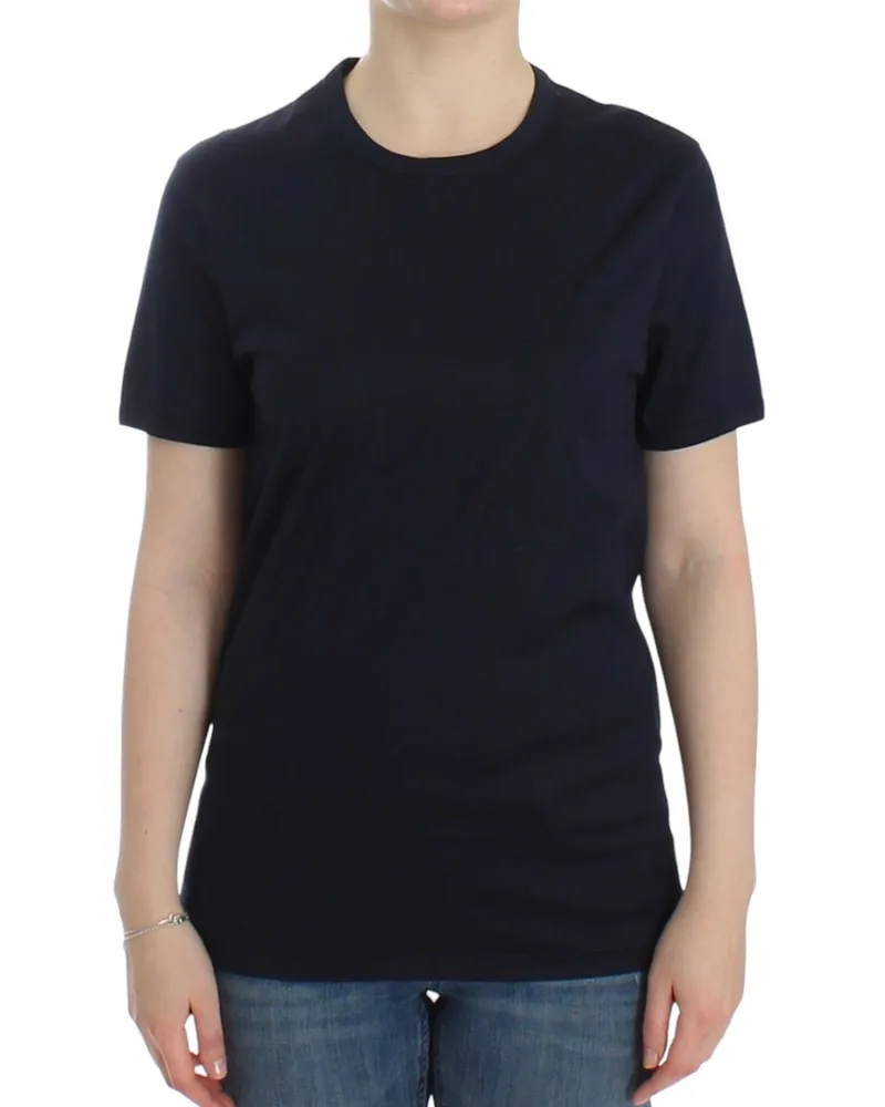 Ermanno Scervino Crewneck Cotton Logo T-Shirt — Navy Navy