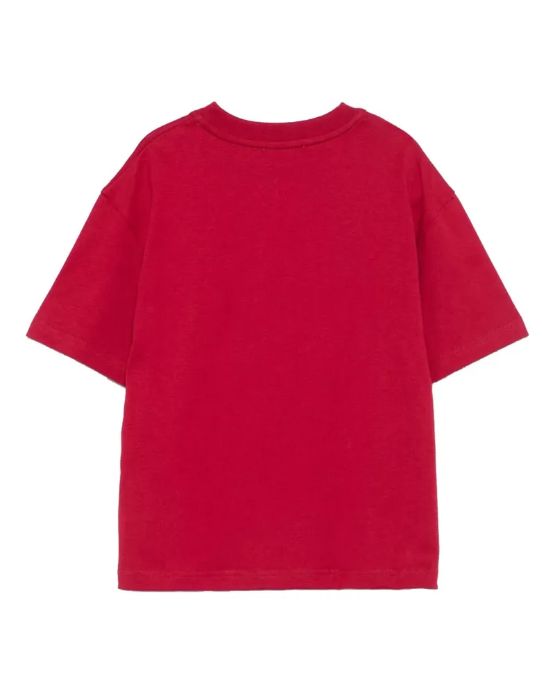 Lanvin Logo-Embroidered Cotton T-Shirt — Burgundy Burgundy