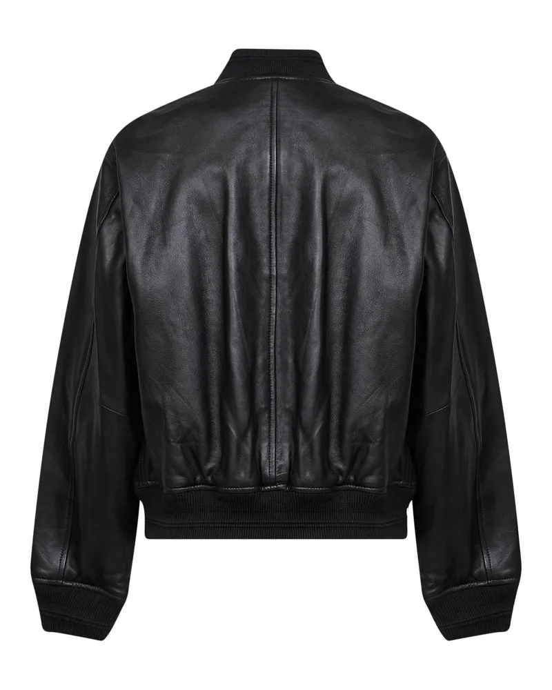 Diesel Women's Black Nappa Leather Bomber Jacket Lambskin Black