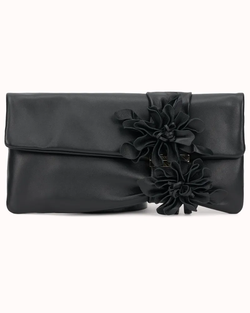 Jimmy Choo Women's Leather Clutch Zandra Black Lambskin Bags Black