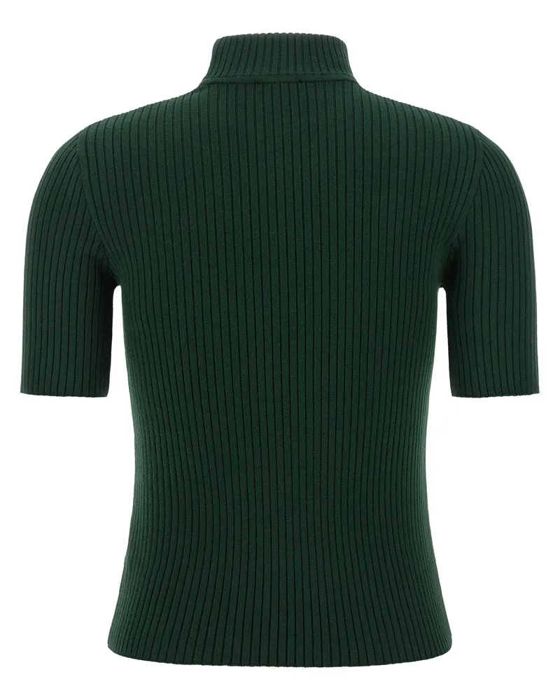 Courrèges Ribbed Turtleneck Sweater — Green Green