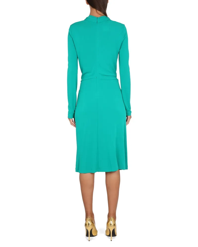 Alberta Ferretti V-Neck Viscose Dress — Green Green