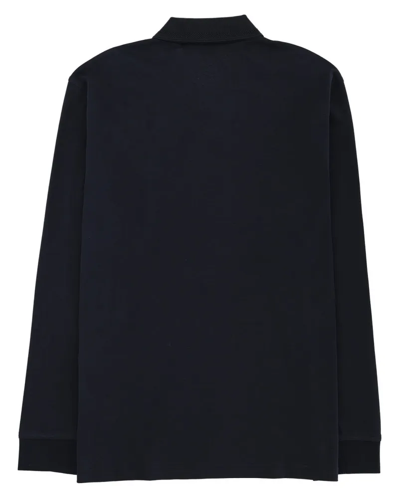HUGO BOSS Cotton Long-Sleeved Polo Shirt — Blue Blue