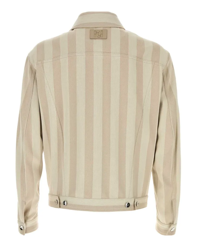Fendi Men's Striped Cotton Jacket Beige Beige