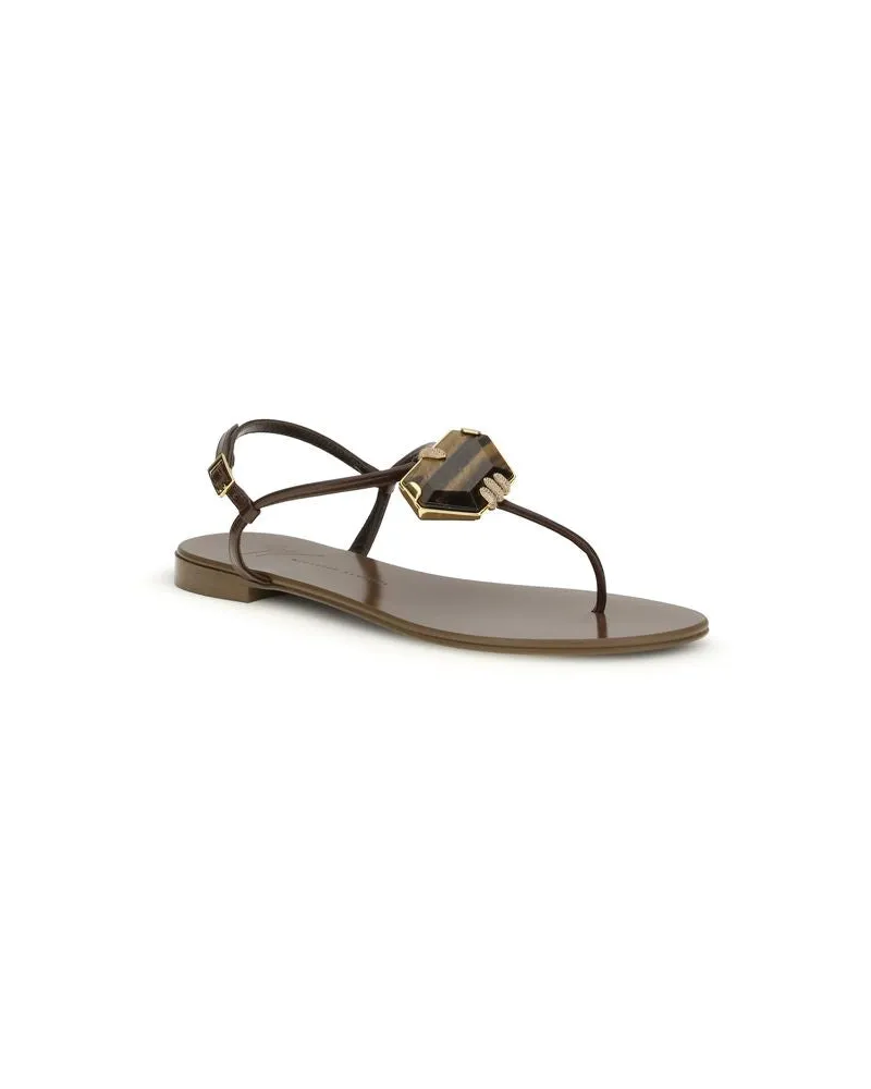 Giuseppe Zanotti Women's Brown Stainless Steel Flat Sandals Brown