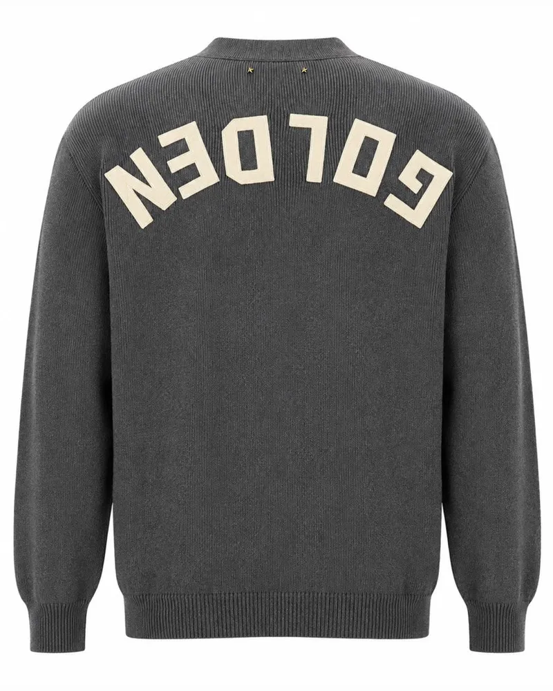 Golden Goose Logo Revers Cotton Blend Cardigan — Gray Gray