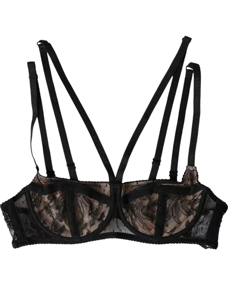 Dolce & Gabbana Floral Lace Balconcino Bra — Black Black