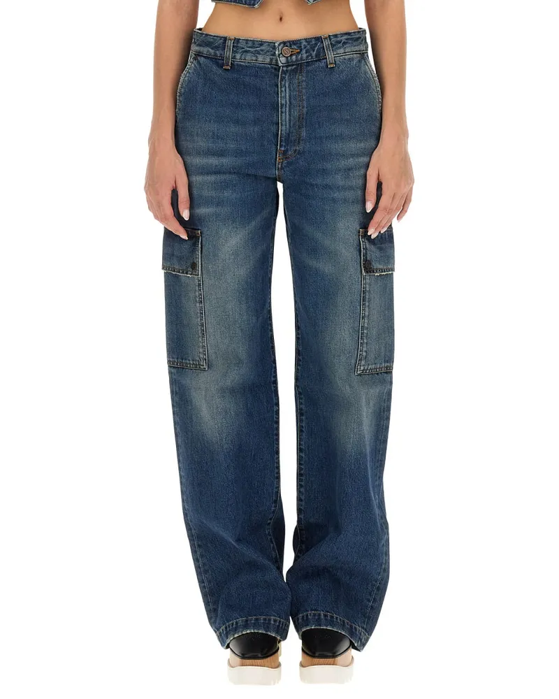 Stella McCartney Relaxed Fit Blended Cargo Pants — Blue Blue
