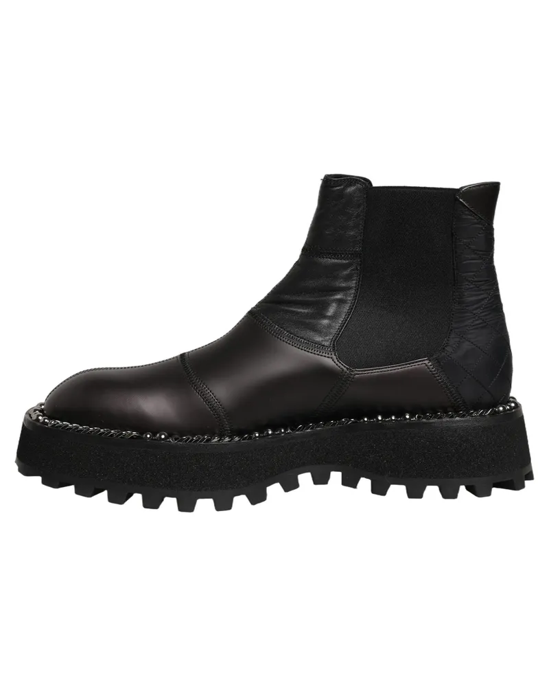 Dolce & Gabbana Black Chelsea Boots Leather Slip On Men Shoes Black
