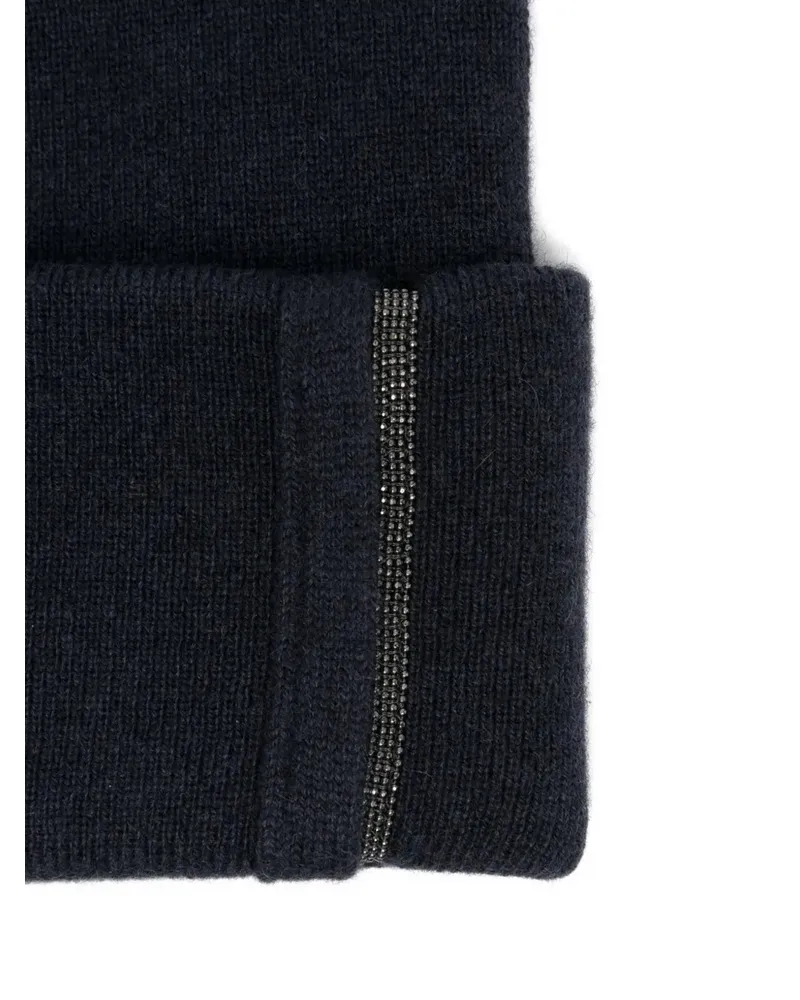 Brunello Cucinelli Women Cashmere Embellished Beanie Aw25 W Navy