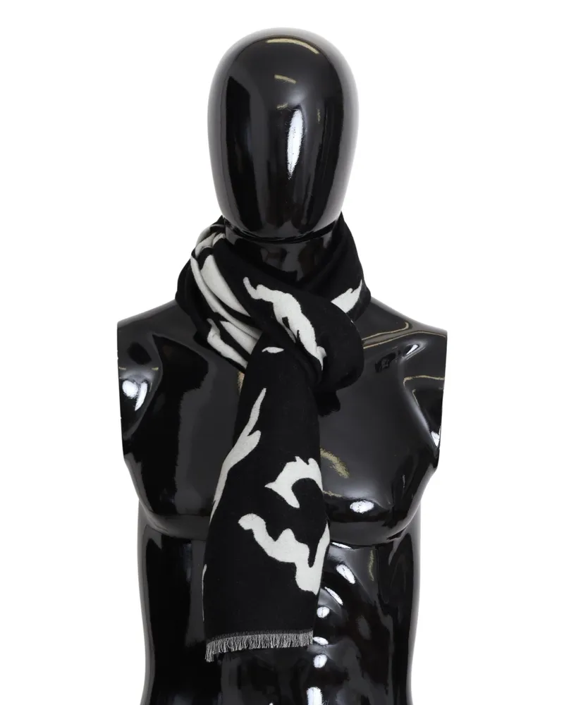 Givenchy Women's Logo-Embroidered Wool Scarf Black Silk Black