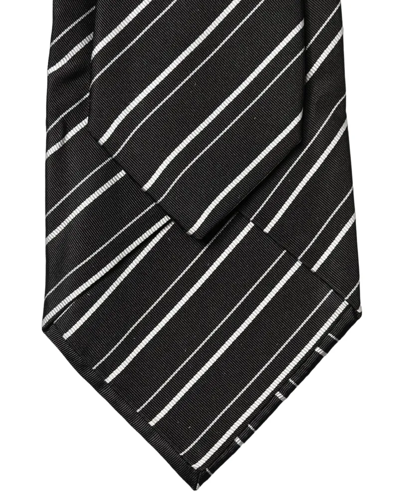 Dolce & Gabbana Black White Stripes Silk Adjustable Women Necktie Tie And Black