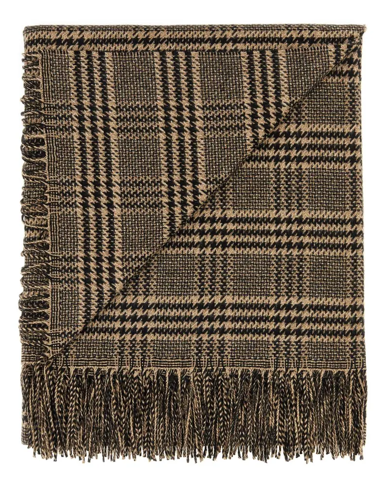 Saint Laurent Women's Embroidered Silk Blend Scarf Black-Beige Exterior: Cashmere Sciarpe E Foulard Black/beige Black