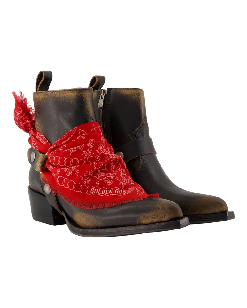 Golden Goose Women's Debbie Ankle Boots -  Leather Multi Calfskin Shoes Ankle-Boots Brown