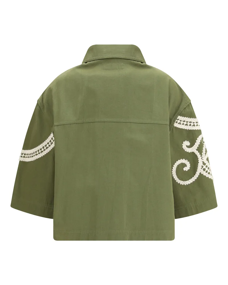 Max Mara Women's Como Jacket Verde Kaki Cotton Green