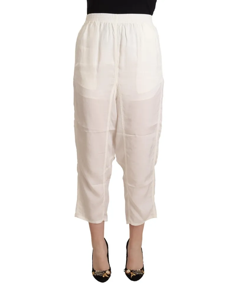 Maison Margiela Women High-Waist Cropped Viscose Trousers White White