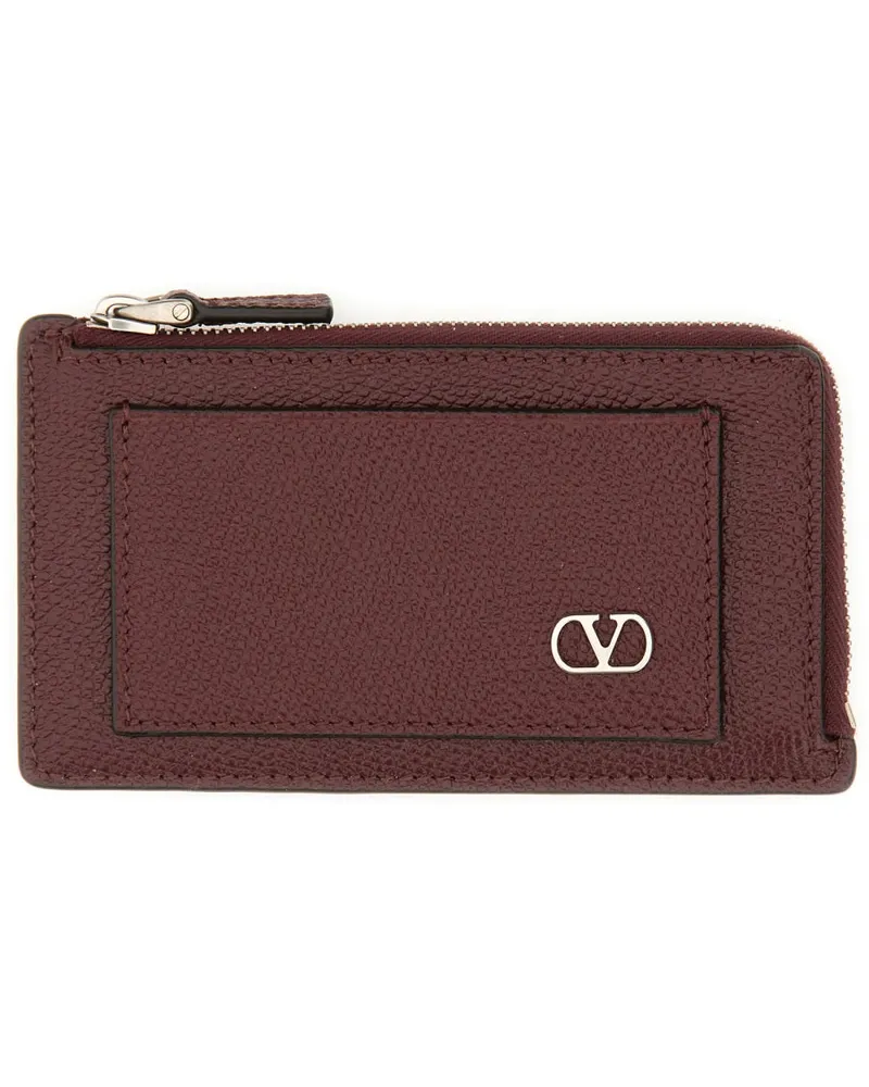 Valentino Garavani Vlogo Signature Leather Coin Purse — Burgundy Burgundy