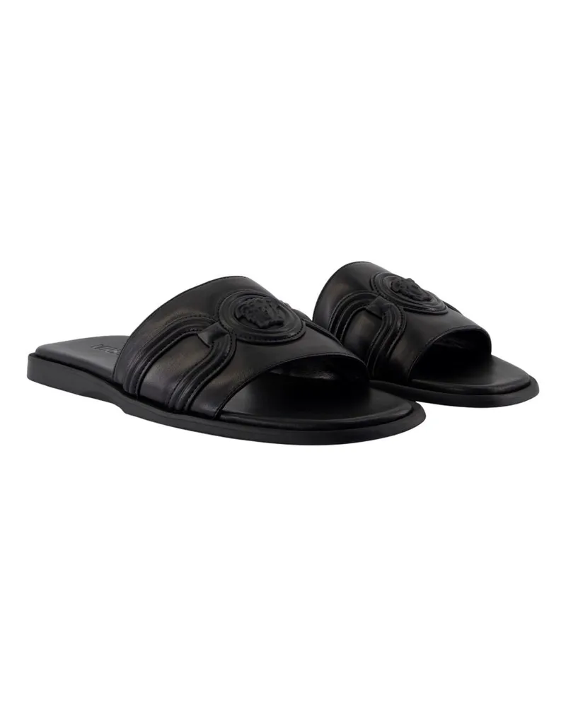 Versace Men's Sandals -  Leather Black Lambskin Shoes Black