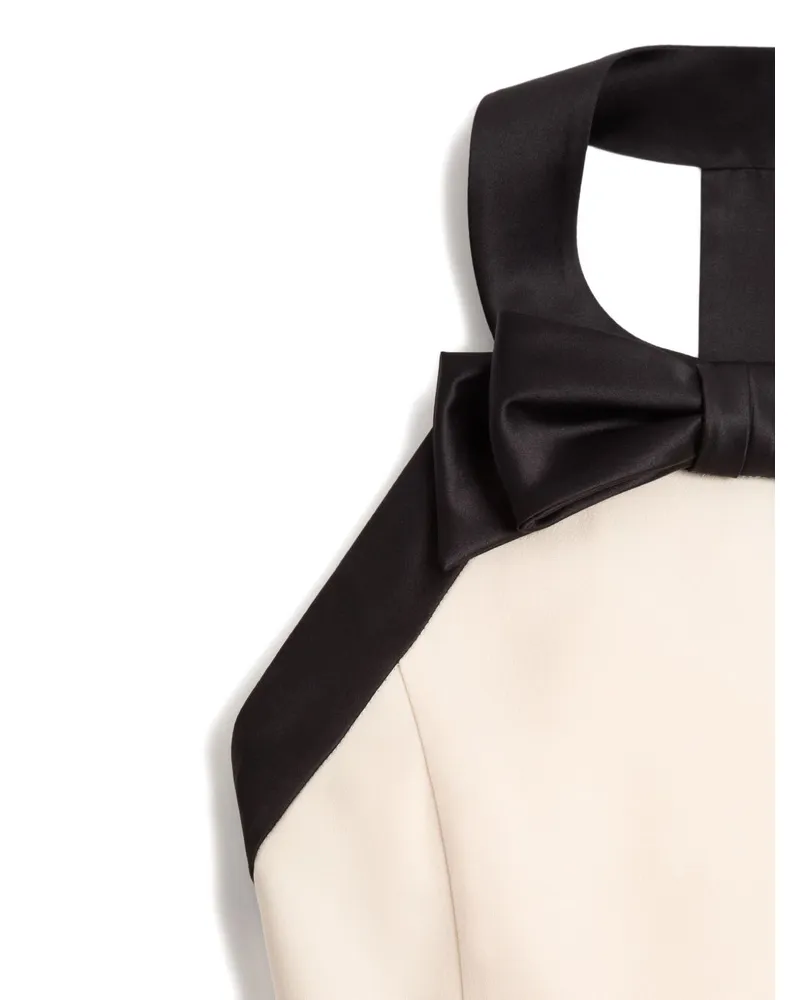 Valentino Garavani Wool-Silk Blend Halter Dress — Cream Cream