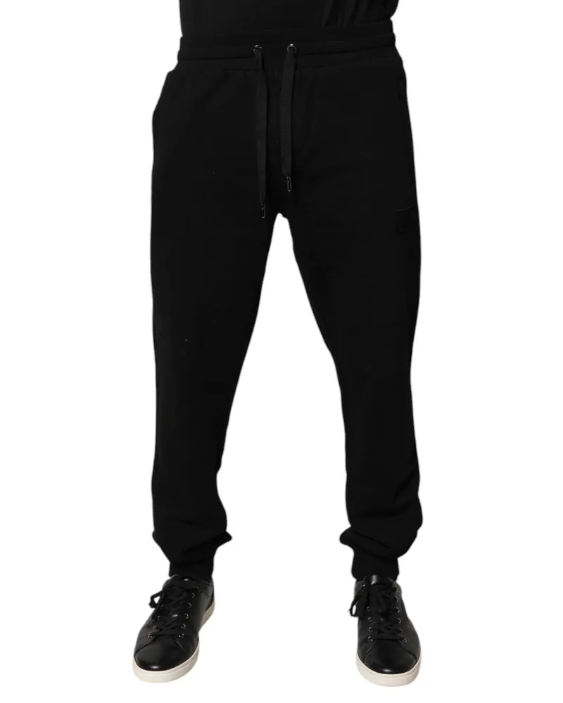 Dolce & Gabbana Men's Black Cotton Mid Waist Jogger Sweatpants Pants Black