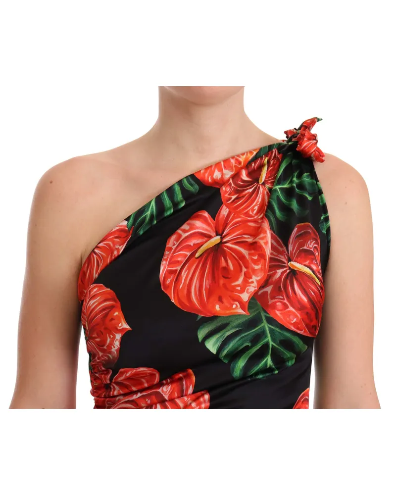 Dolce & Gabbana Tropical Floral Silk Dress — Black Black