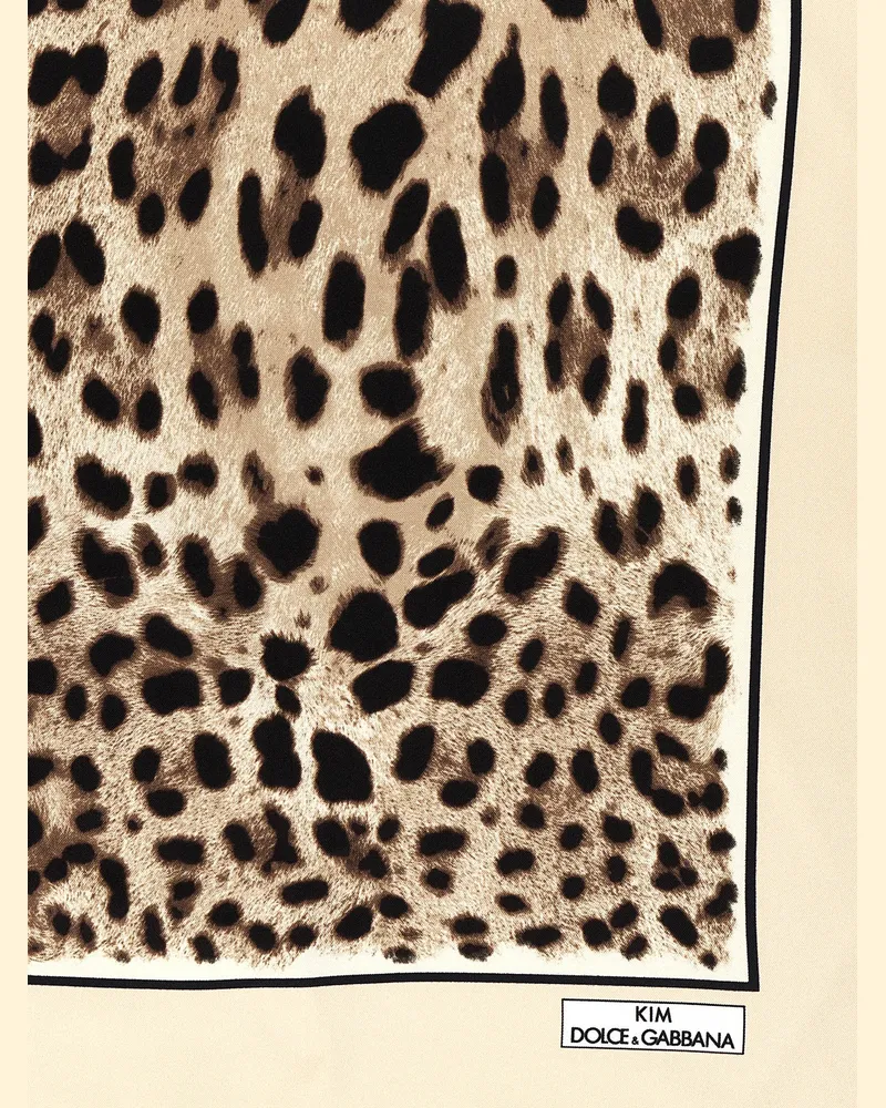 Dolce & Gabbana Leopard-Print Silk Twill Scarf — Taupe Taupe