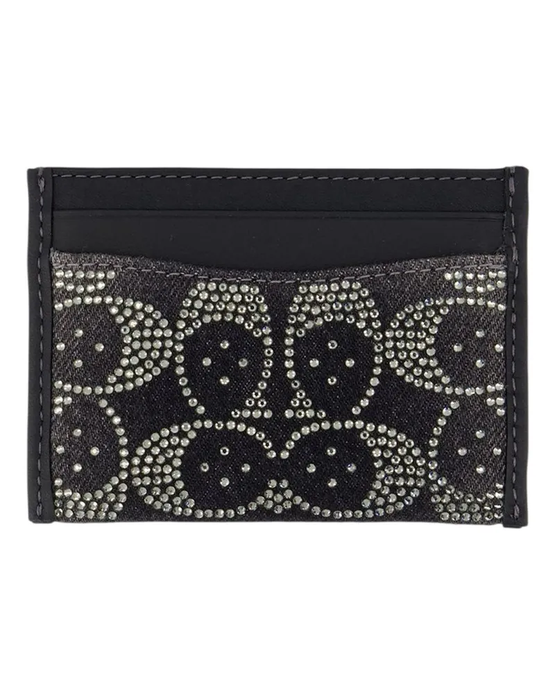 Coach Crystal Signature Card Case — Black Black