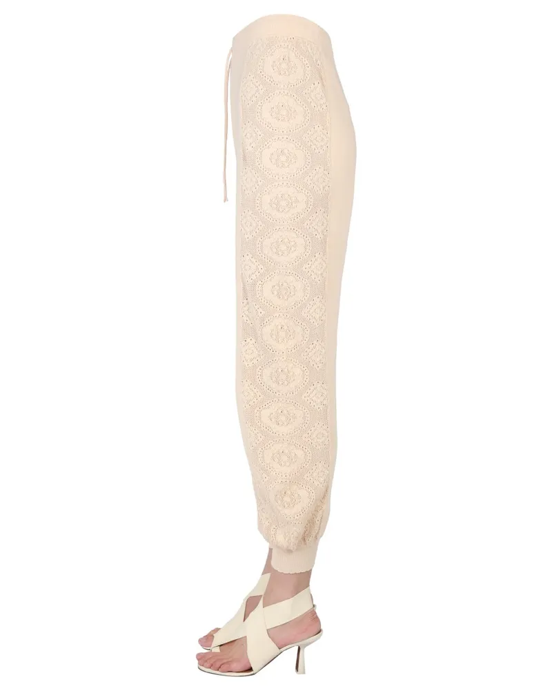 Moschino Drawstring Waistband Cotton Jogging Pants — Ivory Ivory