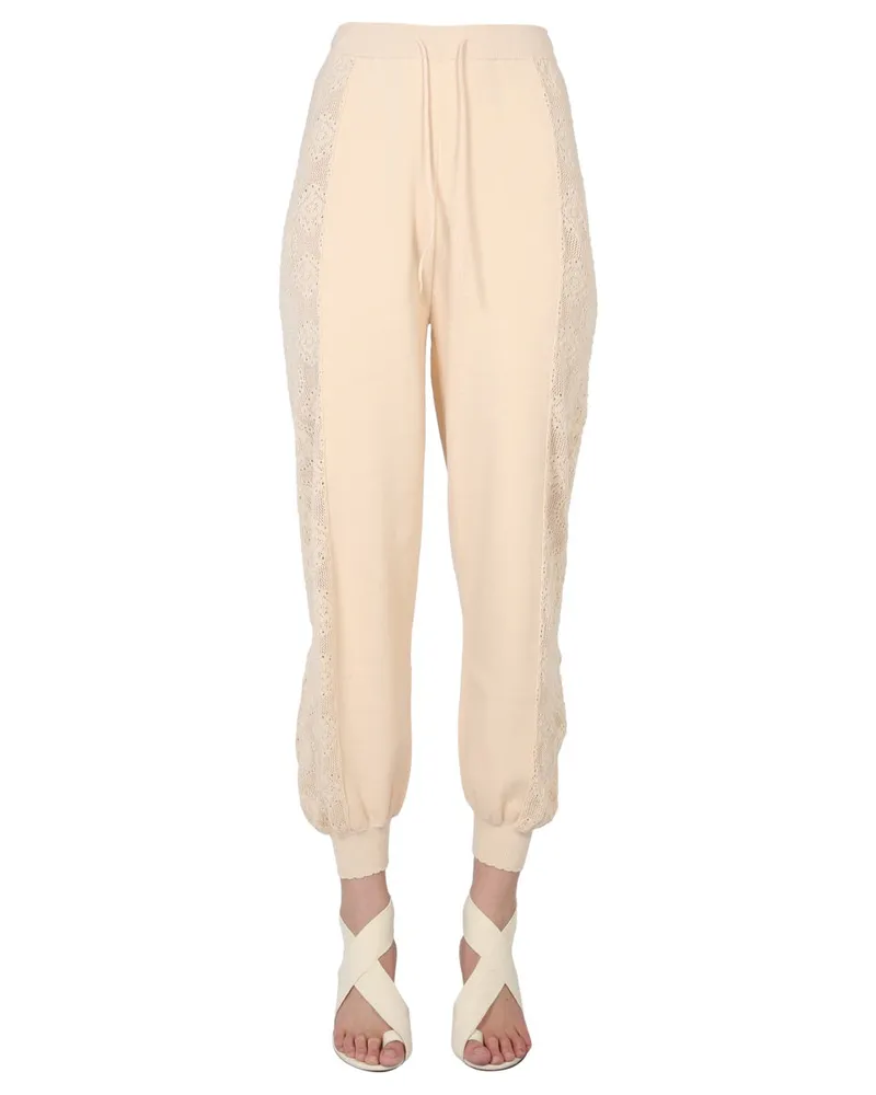 Moschino Drawstring Waistband Cotton Jogging Pants — Ivory Ivory