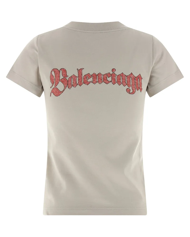 Balenciaga Women Gray Cotton T-Shirt Gray