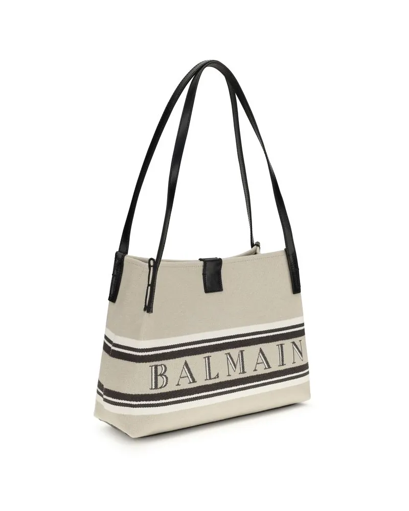 Balmain Women's Beige Cotton Shoulder Bag Beige