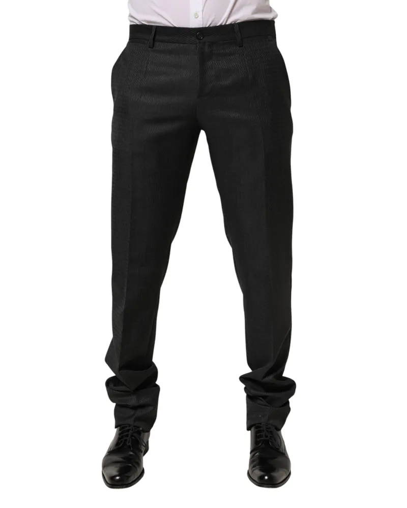 Dolce & Gabbana Men's Wool Formal Dress Trousers Black Black