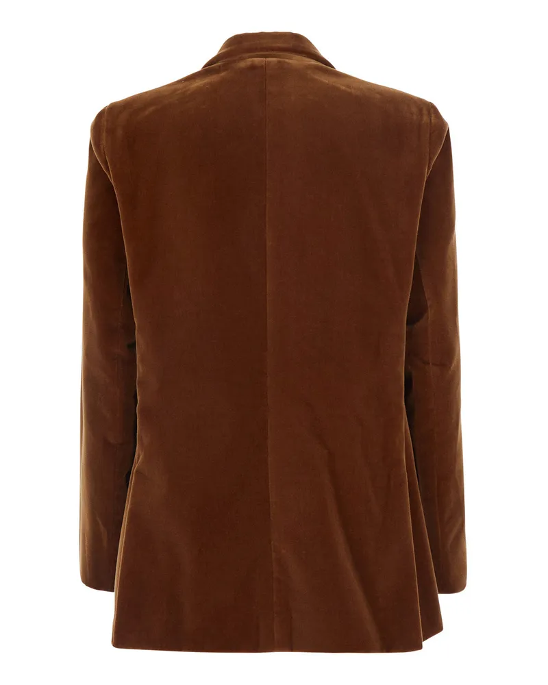 Blazé Milano Women's Double-Breasted Velvet Jacket Jealousy Brown Cotton Blazers Brown