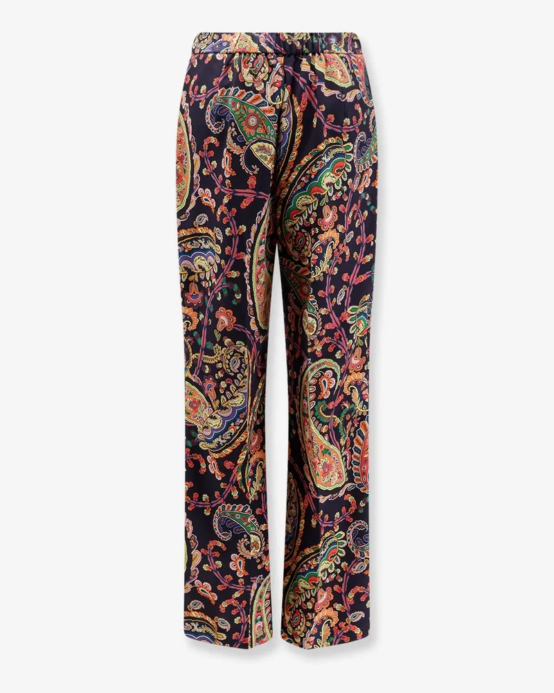 Etro Women's Multicolor Fabric Trousers Blue Polyester Navy