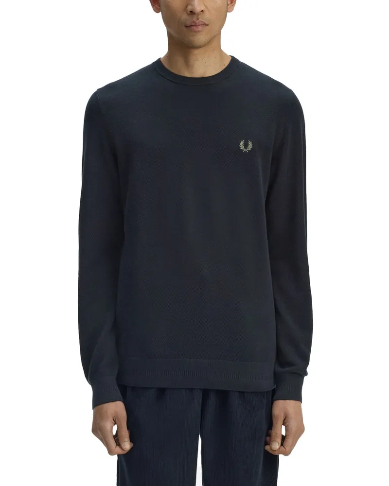 Fred Perry Cotton Logo Jersey Sweatshirt — Blue Blue