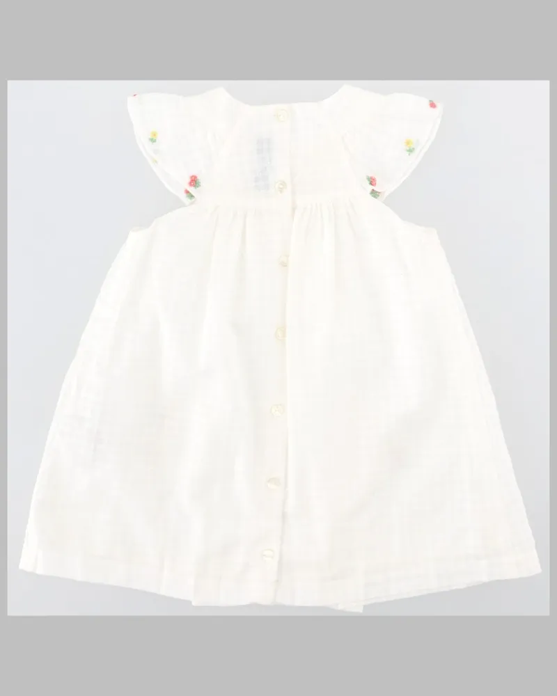 Tartine et Chocolat Floral Embroidered Dress — White White