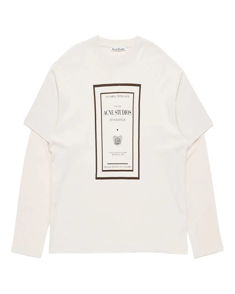 Acne Studios Layered Logo-Graphic T-Shirt — Beige Beige