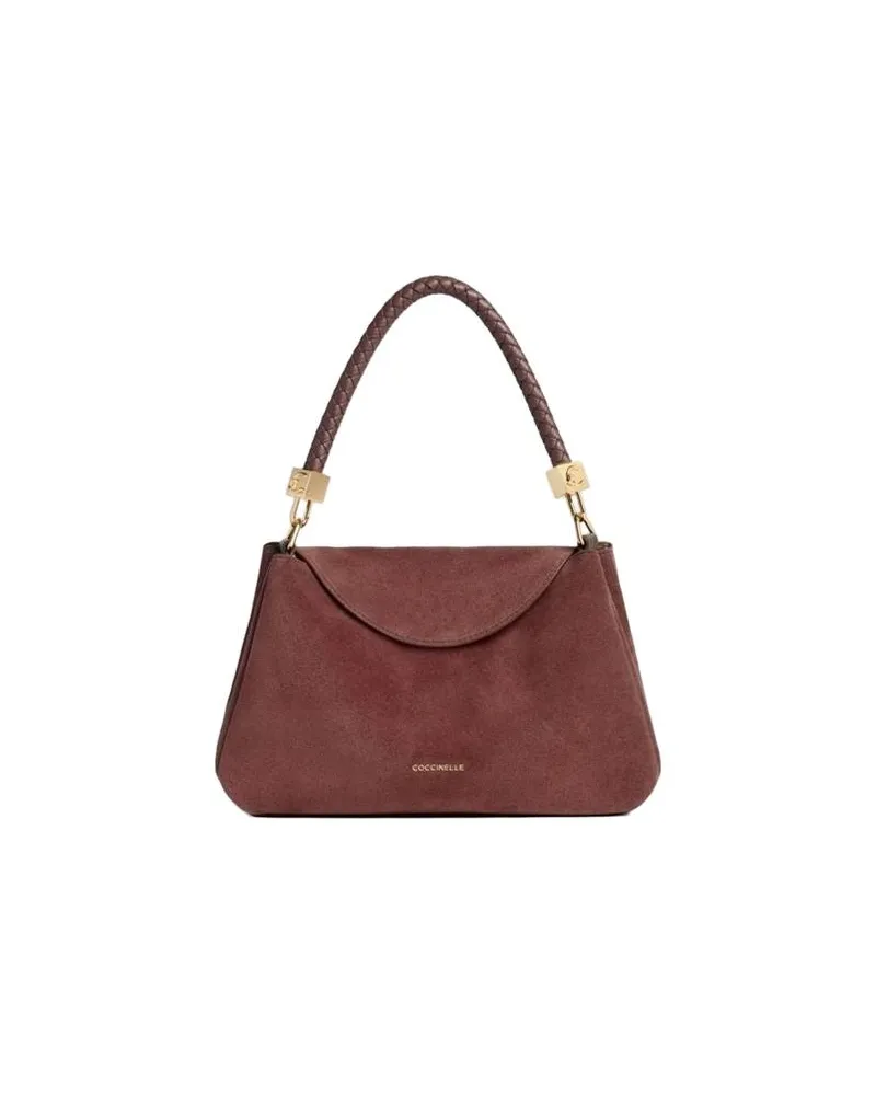 Coccinelle Women's Top Handle Bag Berry Bovine Split Suede Leather - Top-Handle-Bags Purple