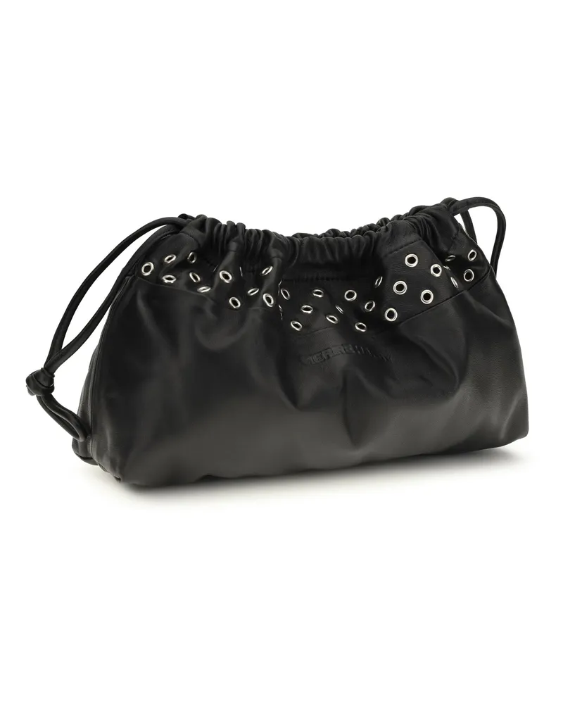 Pierre Hardy Women's Double Clutch With Eyelets Lamb Black Calf Leather Bos Taurus Clutches Black