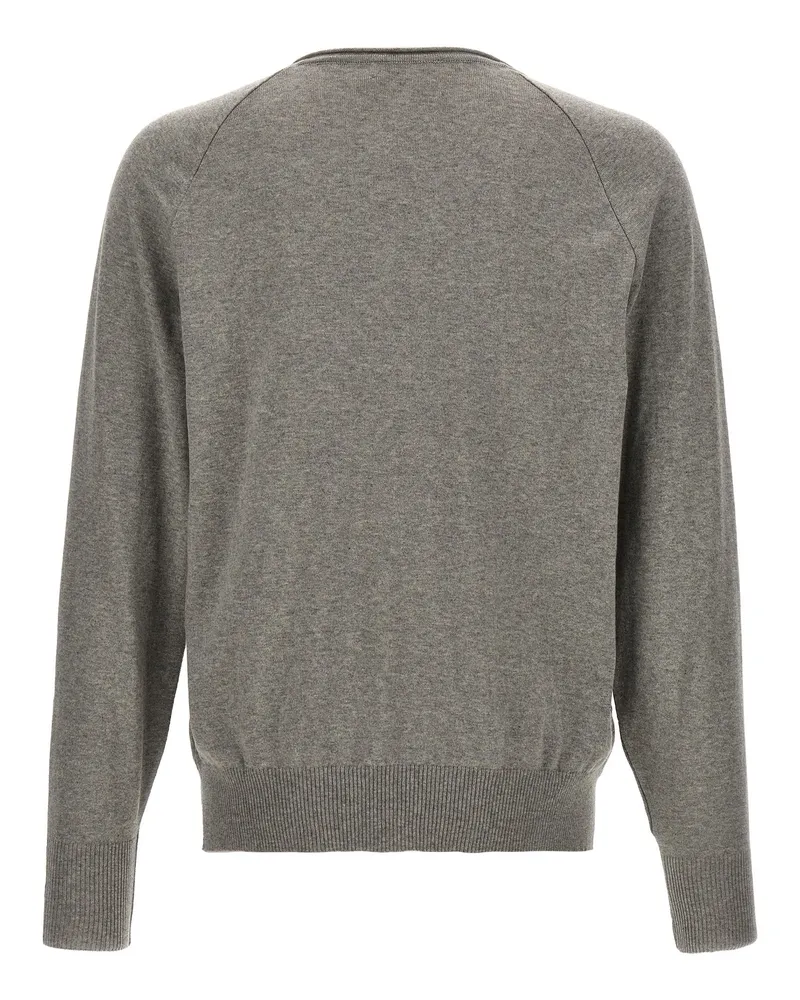 MA'RY'YA V-Neck Cotton Sweater — Gray Gray