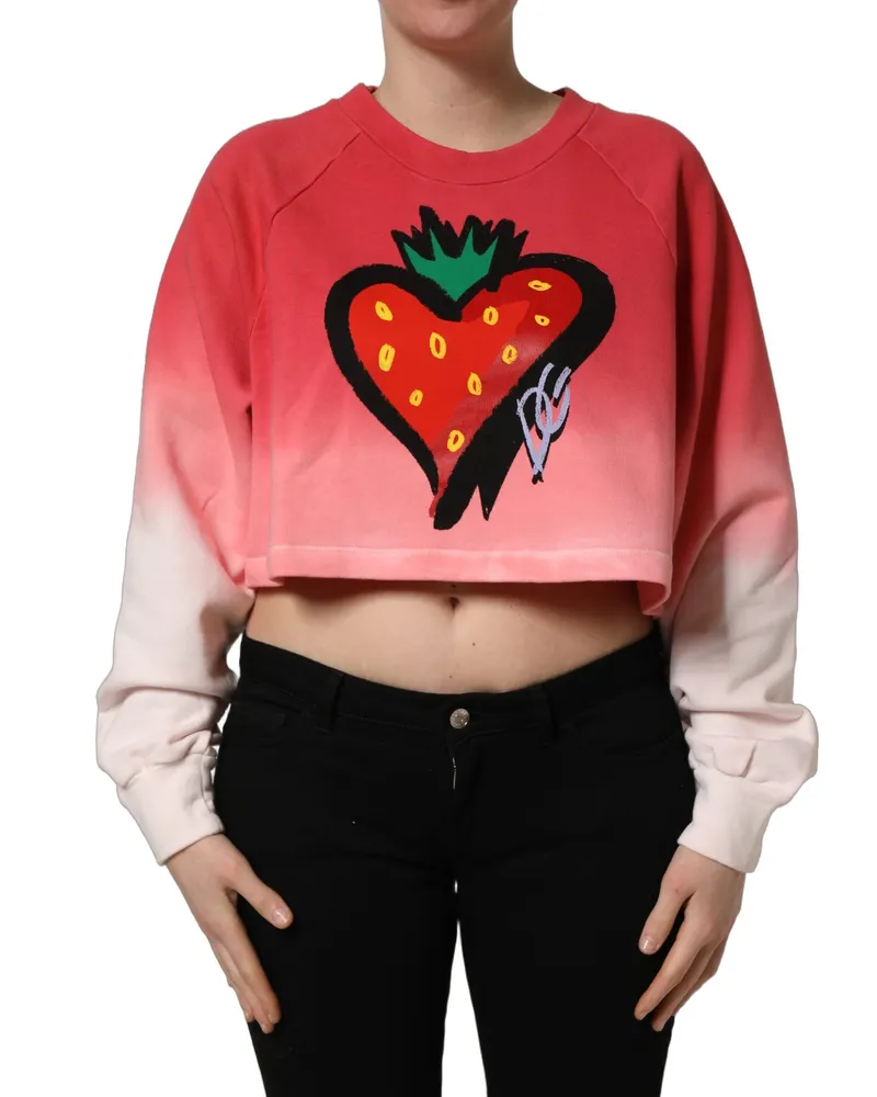 Dolce & Gabbana Women's Multicolor Strawberryprint Sweatshirt Sweater Cotton Accessory Pink