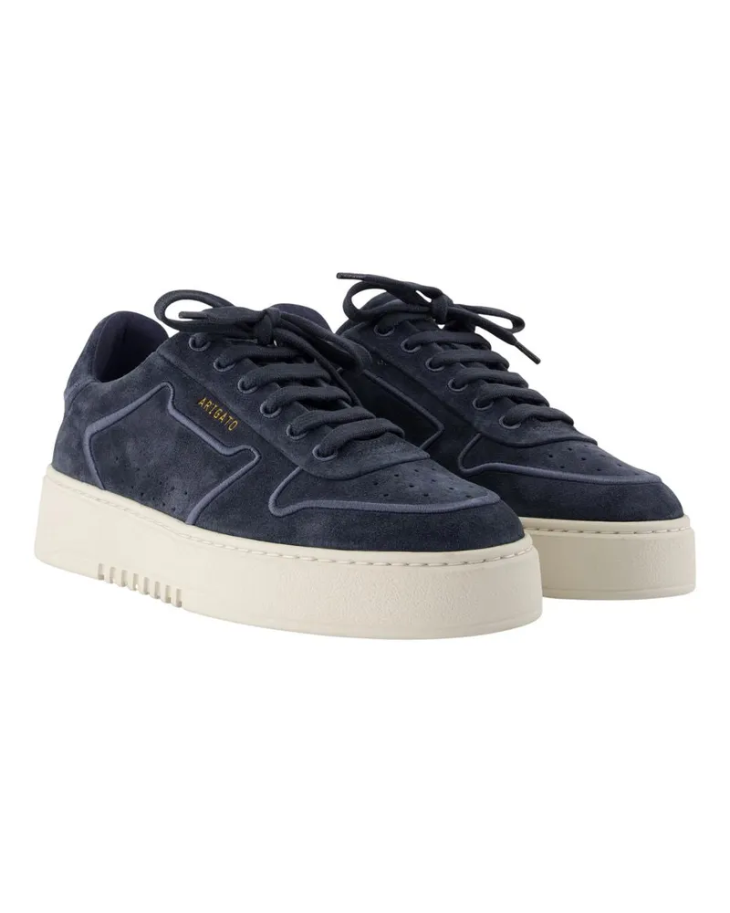 Axel Arigato Men's Orbit Embroidery Sneakers -  Leather Blue Calfskin Shoes Navy