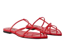 Leather Strappy Sandals — Red