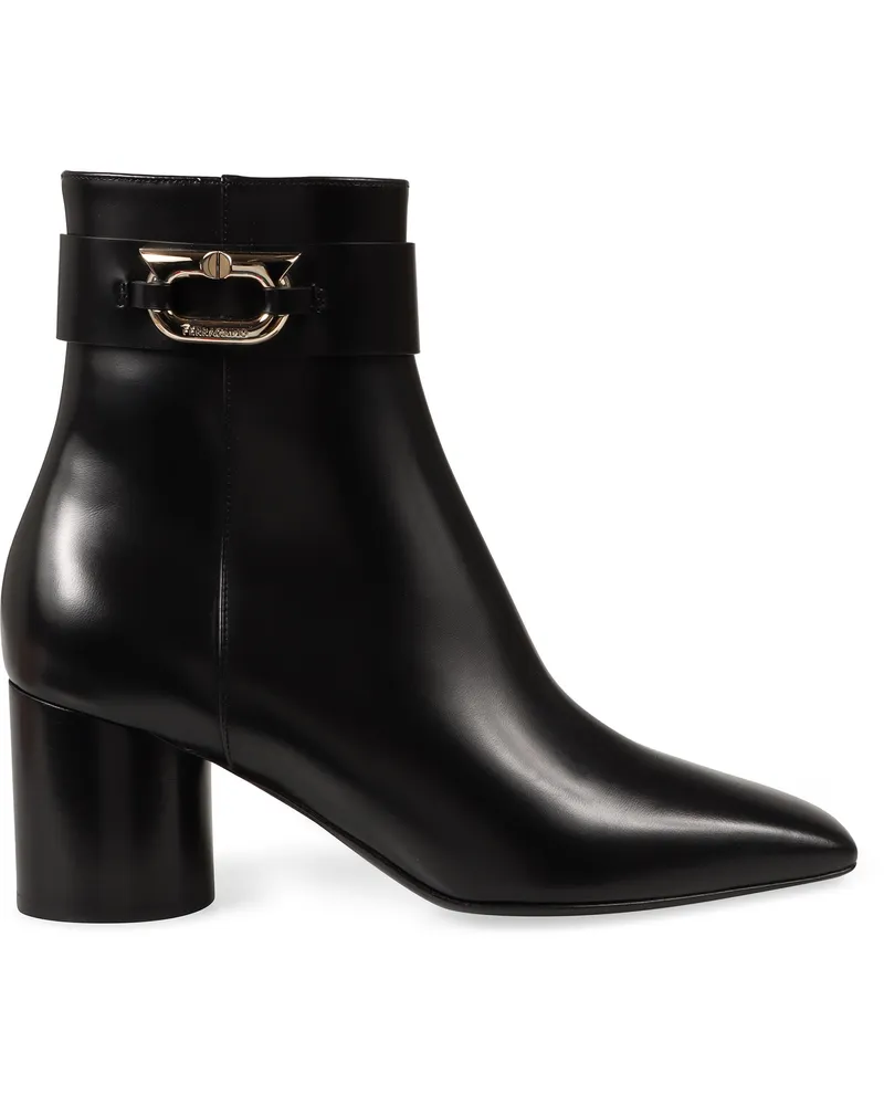 Ferragamo Women's Leather Ankle Boots Black Lamb Black