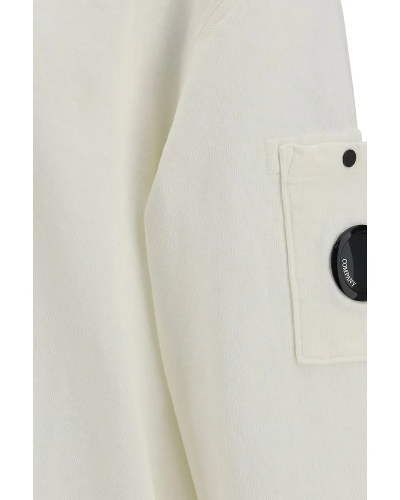 C.P. Company Men White Cotton Sweatshirt Clothing White